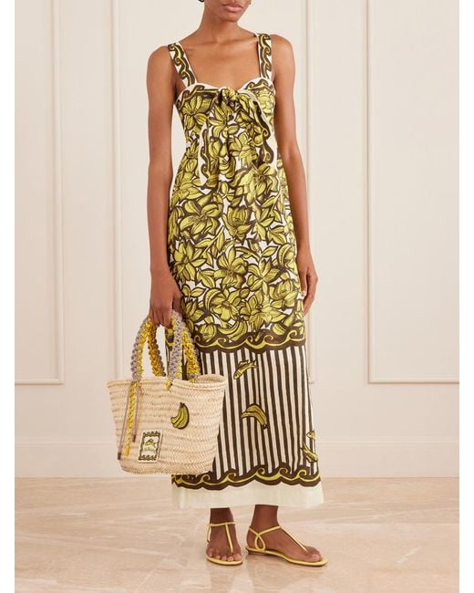 ALÉMAIS Metallic Mona Printed Hemp Midi Dress