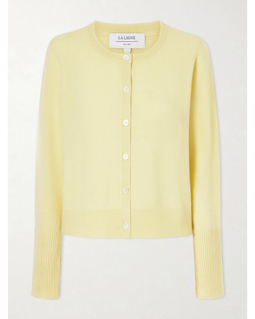 La Ligne Yellow Solid Lean Lines Cashmere Cardigan