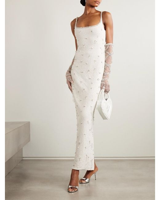 Clio Peppiatt Droplet Embellished Beaded Stretch-Tulle Gown in White | Lyst Clio Peppiatt Droplet Embellished Beaded Stretch-Tulle Gown in White | Lyst