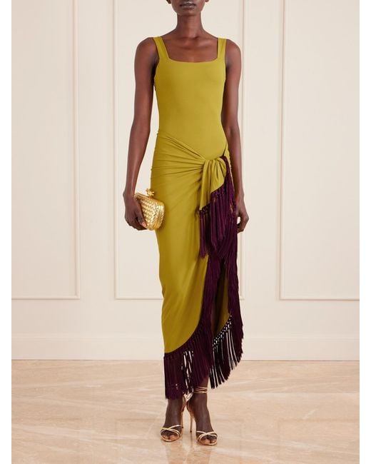 Taller Marmo Yellow Set Aus Badeanzug Und Pareo Mit Troddeln