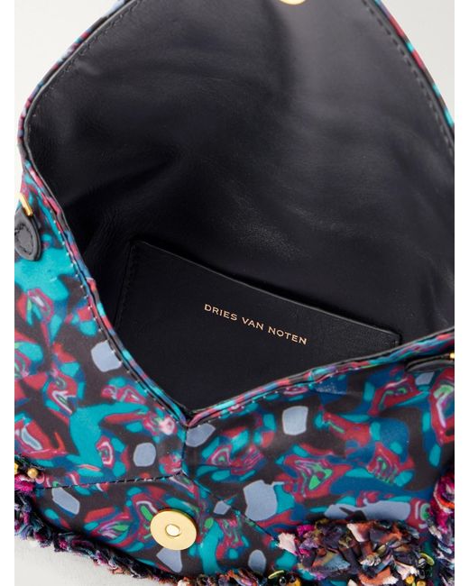 Dries Van Noten Blue Bead-Embellished Embroidered Clutch