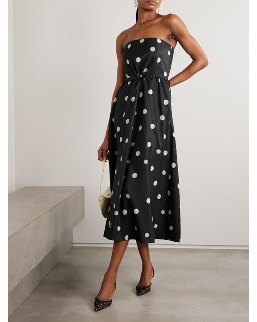 BERNADETTE White Bodette Strapless Bow-Detailed Polka-Dot Taffeta Gown