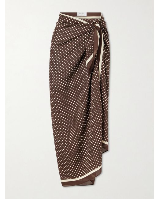 Matteau Brown Polka-Dot Silk-Georgette Pareo
