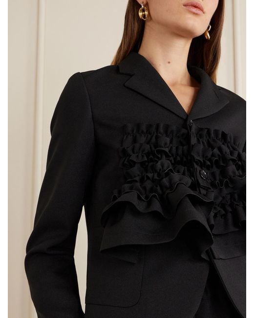 Comme des Garçons Blue Ruffled Gabardine Blazer