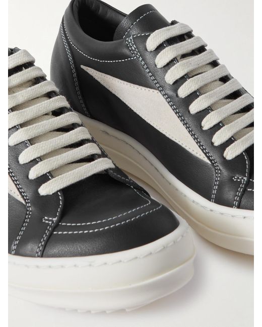 Rick Owens Black Vintage Suede-Trimmed Leather Sneakers