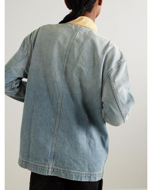 SLVRLAKE Denim Blue Hayden Corduroy-Trimmed Denim Jacket