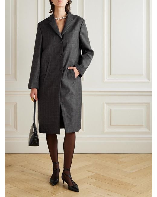Veronica de Piante Gray Blake Prince Of Wales Wool Coat