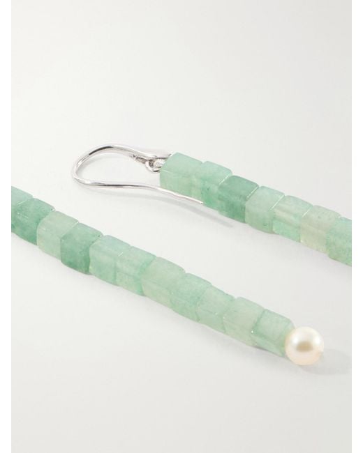 Le Sundial White Inès Sterling, Aventurine And Pearl Earrings