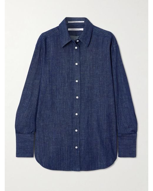 Another Tomorrow Blue Oversized-Hemd Aus Biobaumwoll-Chambray
