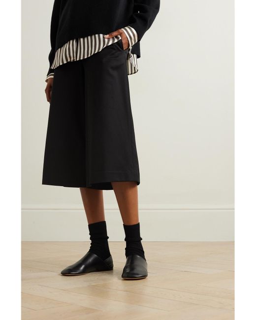 Johnstons Black Ribbed Cashmere-Blend Socks
