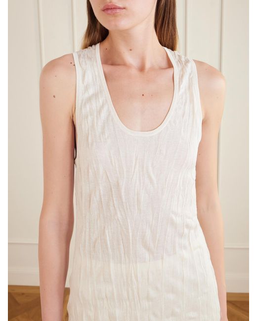 Totême  White Crinkled Viscose Knit Tank
