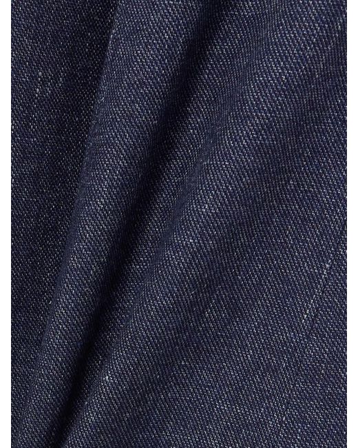 Gabriela Hearst Blue Rhein Pleated Linen, Wool, Silk And Cashmere-Blend Flared Pants