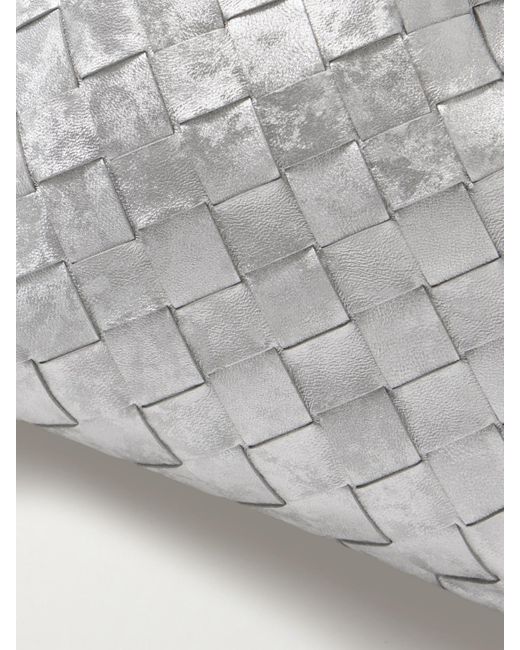 Bottega Veneta White Dustbag Small Intrecciato Metallic Leather Pouch