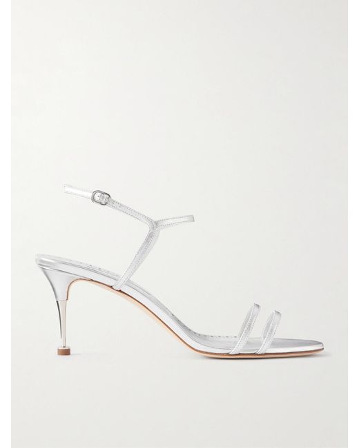 Manolo Blahnik Natural Ciagalo 70 Metallic Leather Sandals