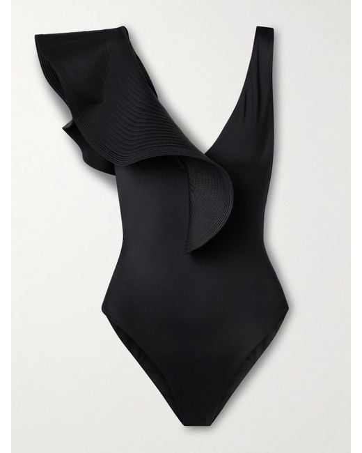 Johanna Ortiz Black Boleros Y Voleros Badeanzug Aus Recyceltem Material Mit Rüschen
