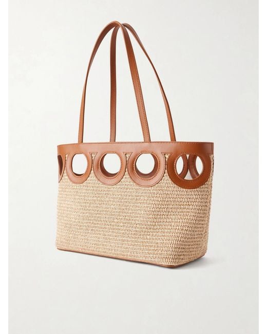 Ferragamo Natural Tt Gancio Small Leather-Trimmed Raffia Tote Bag