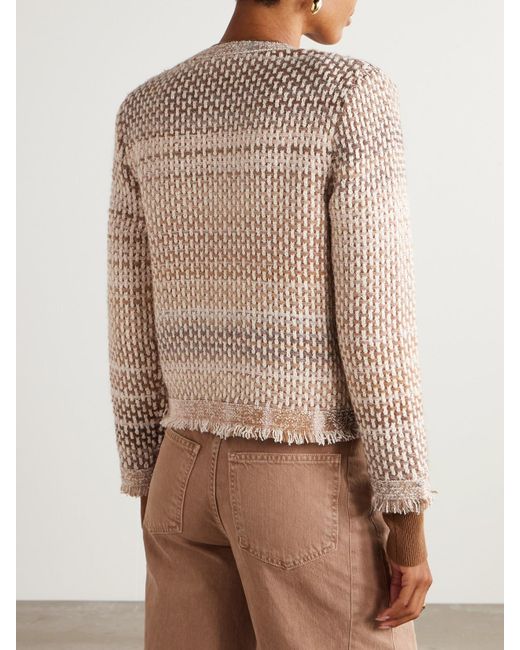 Veronica Beard Natural Sariyah Jacke Aus Bouclé-Tweed Aus Einer Baumwollmischung Mit Fransen