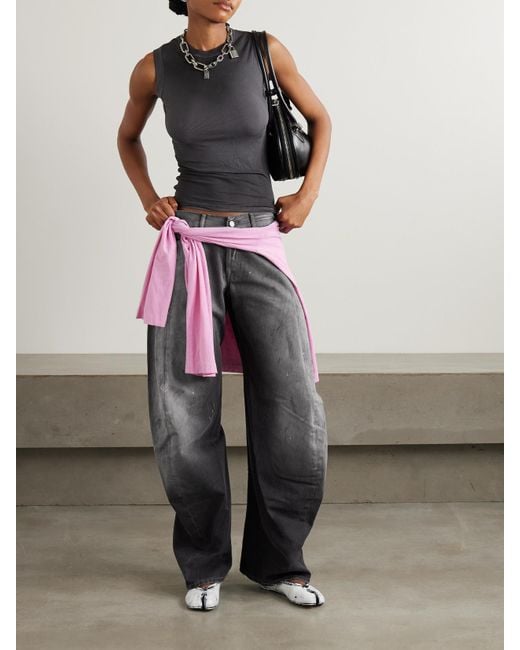 Acne Gray 2006 Paint-Splattered Low-Rise Barrel-Leg Jeans
