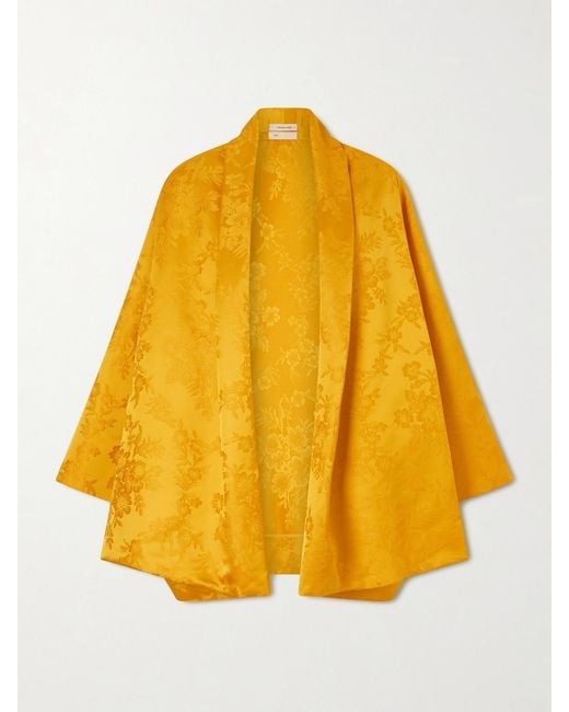 Colleen Allen Yellow Floral-Jacquard Cotton-Blend Cape