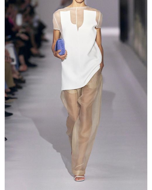 Khaite White Winona Paneled Crepe And Chiffon Mini Dress