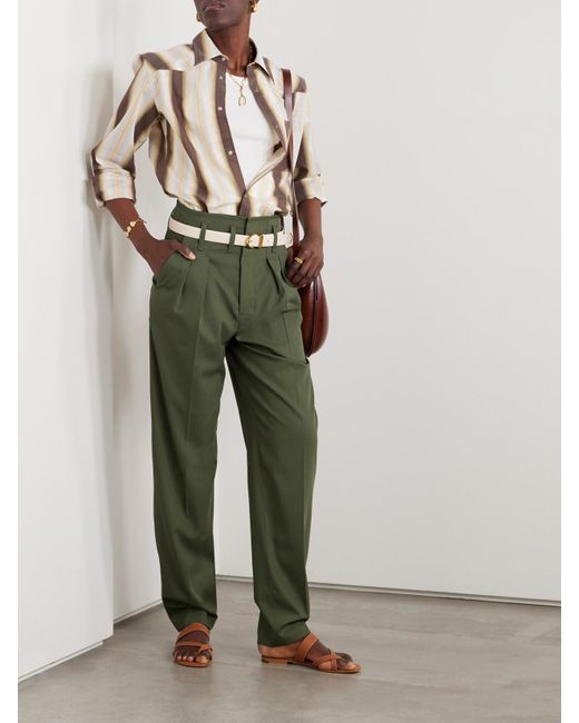 Lemaire Green Hose Mit Schmal Zulaufendem Bein Aus Wolle Mit Bundfalten