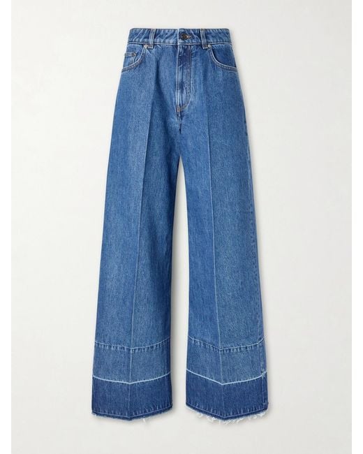 Givenchy Blue Mid-Rise Wide-Leg Jeans