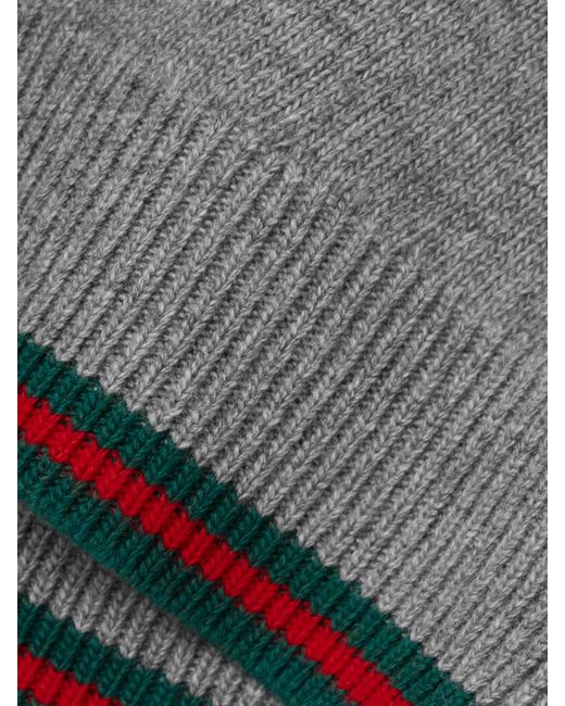 Gucci Gray Striped Wool And Cashmere-Blend Cardigan