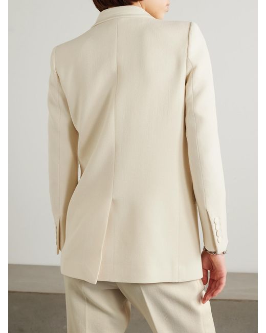 Blazé Milano Natural Resolute Everyday Double-Breasted Silk Twill-Trimmed Wool-Crepe Blazer