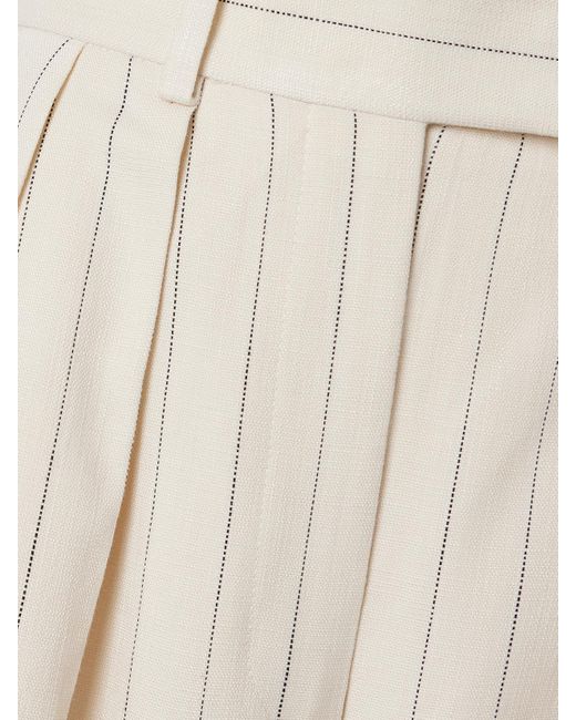 Anine Bing White Lou Hose Mit Weitem Bein Aus Webstoff Mit Nadelstreifen Und Falten