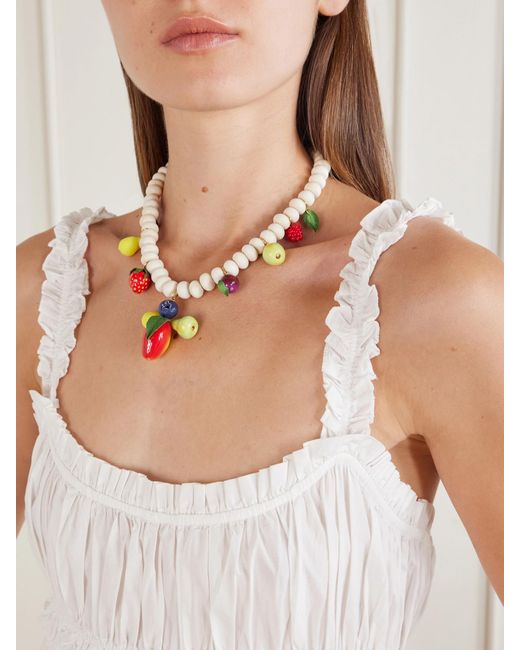 Jennifer Behr White Fruita Beads, Resin And-Tone Necklace