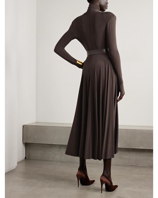 norma kamali belted turtleneck midi dress Norma Kamali Women's Long Sleeve Turtleneck Waterfall Dress to Midcalf  Black X-Small at Amazon Women's Clothing store