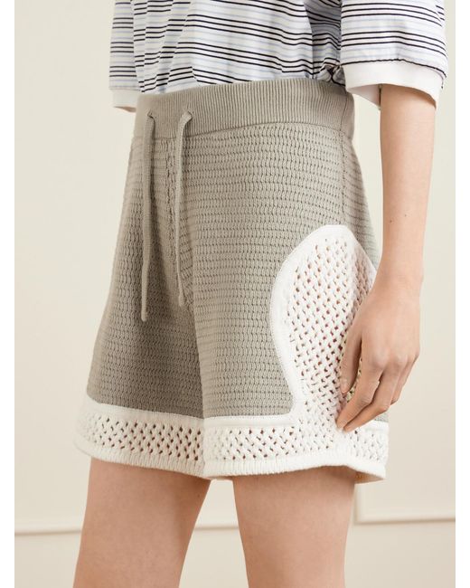 Aimé Leon Dore Natural Crocheted Straight-Leg Cotton Shorts