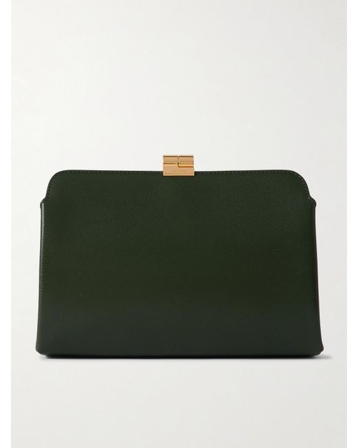 The Row Green Amazon Leather Clutch