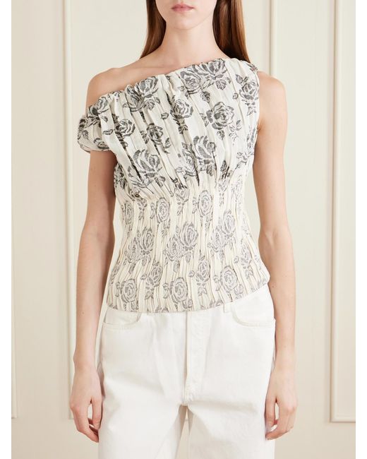 Kallmeyer White Romy Floral-Brocade Top