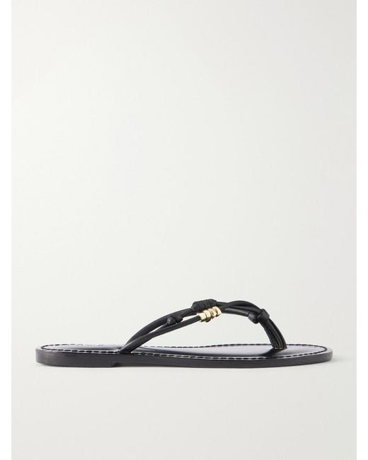 Amanu Black The Kiwayu Embellished Leather Sandals