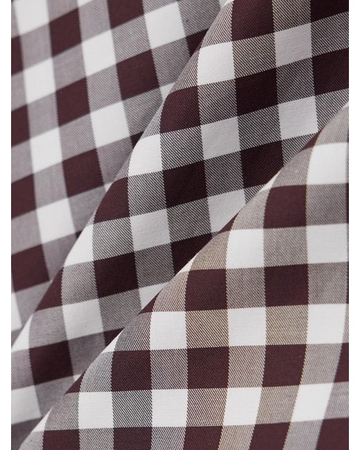 Dolce & Gabbana Brown Ruched Gingham Cotton Shirt