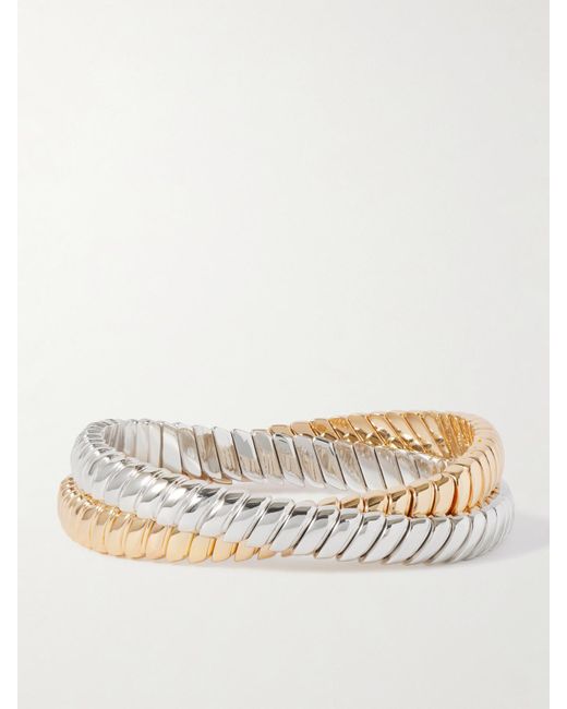 Roxanne Assoulin Natural The Double Cobra Set Aus Zwei Silber- Sowie Goldfarbenen Armbändern