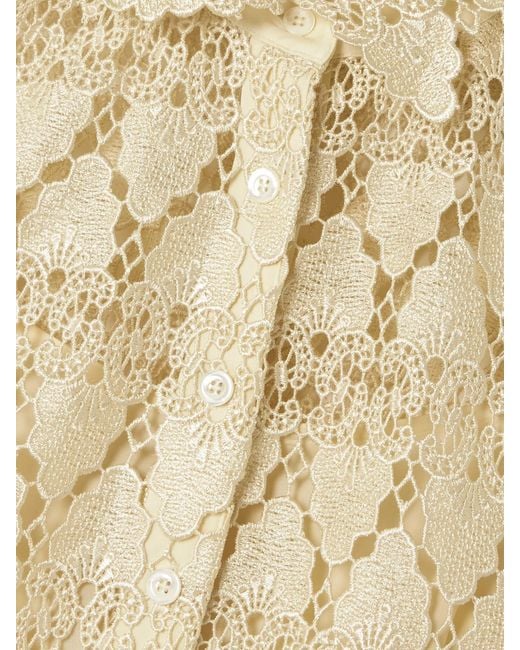 FRAME Natural The Deco Scalloped Guipure Lace Mini Shirt Dress