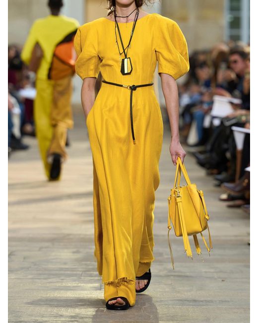 Gabriela Hearst Yellow Ranya Linen Midi Dress