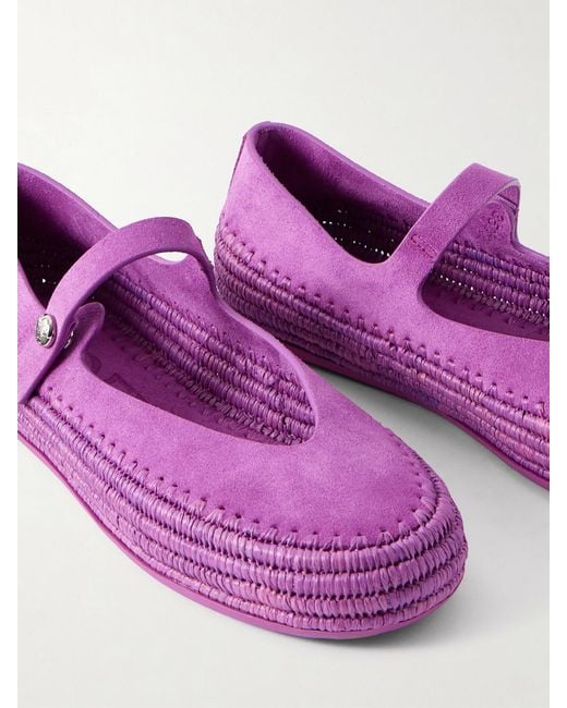 Loewe Purple Paula's Ibiza Rio Suede Mary Jane Espadrilles