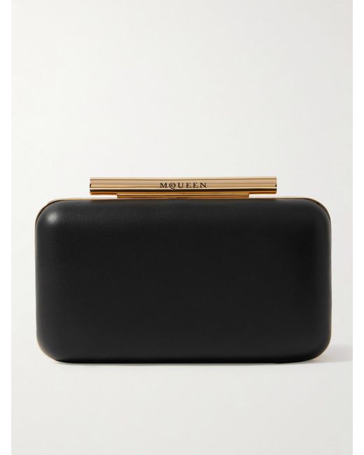 Alexander McQueen Black T-Bar Clutch Aus Leder