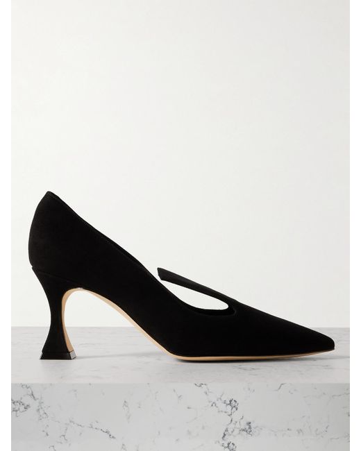 Manolo Blahnik Black Turkypla 70 Suede Pumps