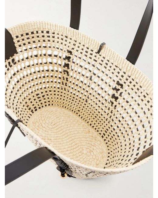 Loewe Natural Paula's Ibiza Braid Medium Leather-Trimmed Raffia Tote