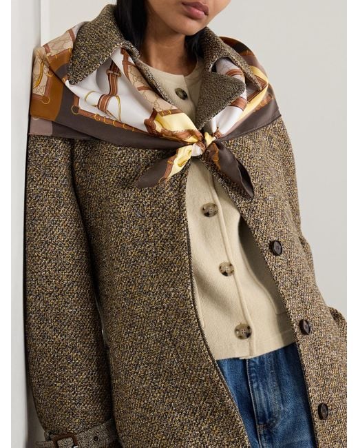 Gucci Natural Printed Silk-Twill Scarf