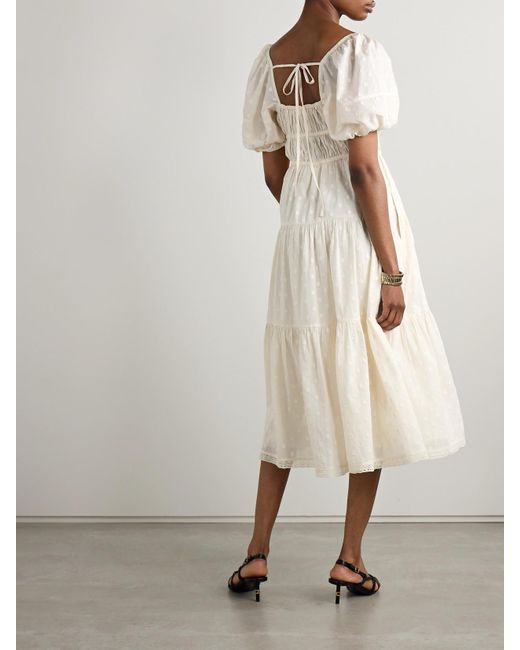 Robe Midi En Voile De Coton À Fil Coupé Et À Finitions En Crochet Palma Ulla Johnson en coloris Natural