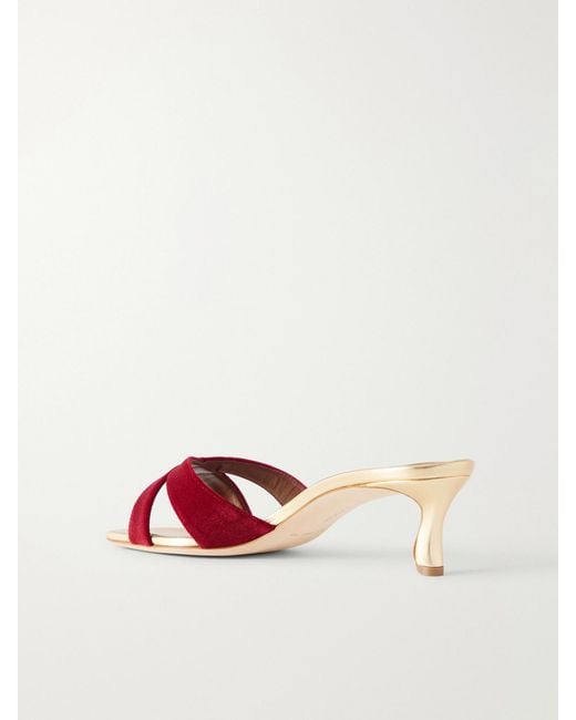 Manolo Blahnik Pink Callydramu 50 Velvet Sandals