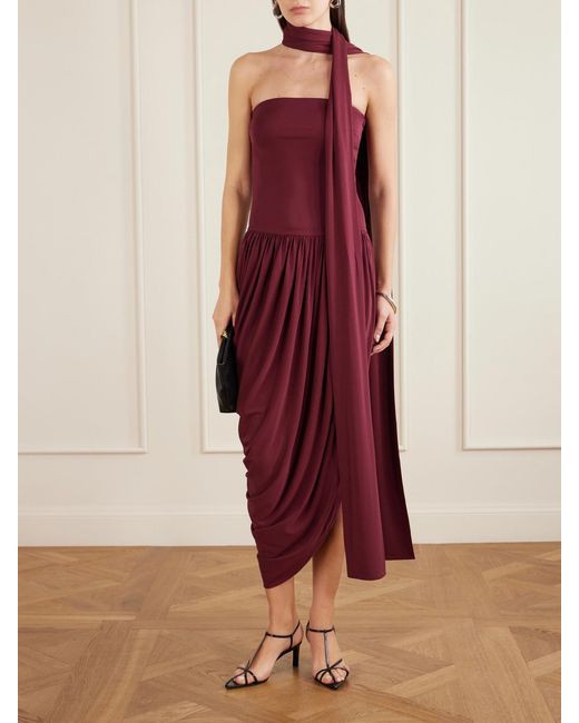 Esse Studios Red Solina Strapless Satin Maxi Dress