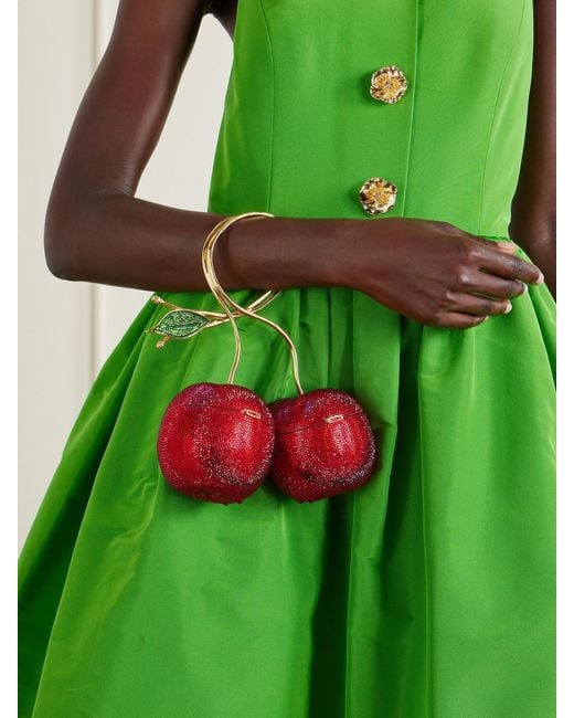 Judith Leiber Red Cherries Crystal-Embellished-Tone Clutch