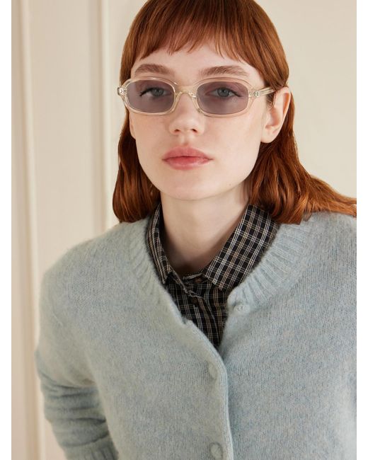 Prada Natural Rectangular-Frame Acetate Sunglasses