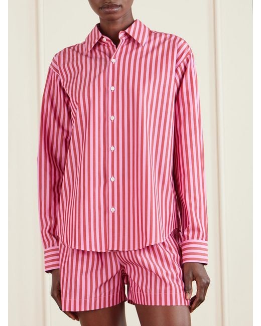 Comme Si Pink La Shirt Classica Striped Cotton-Poplin Shirt